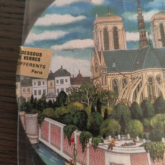 Coasters (6) for drinks depicting Paris streets and monuments. 6 scenes w/cork. - Picture 2 of 4